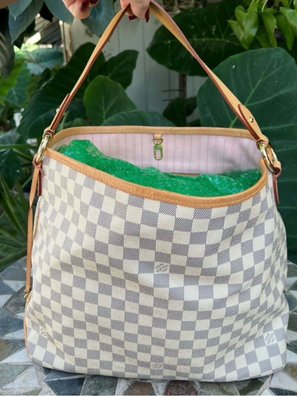 Louis Vuitton Delightful Damier Azul MM shoulder bag tote pink - Picture 3 of 11